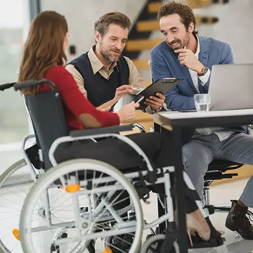 Diverse business team collaborating in a modern office